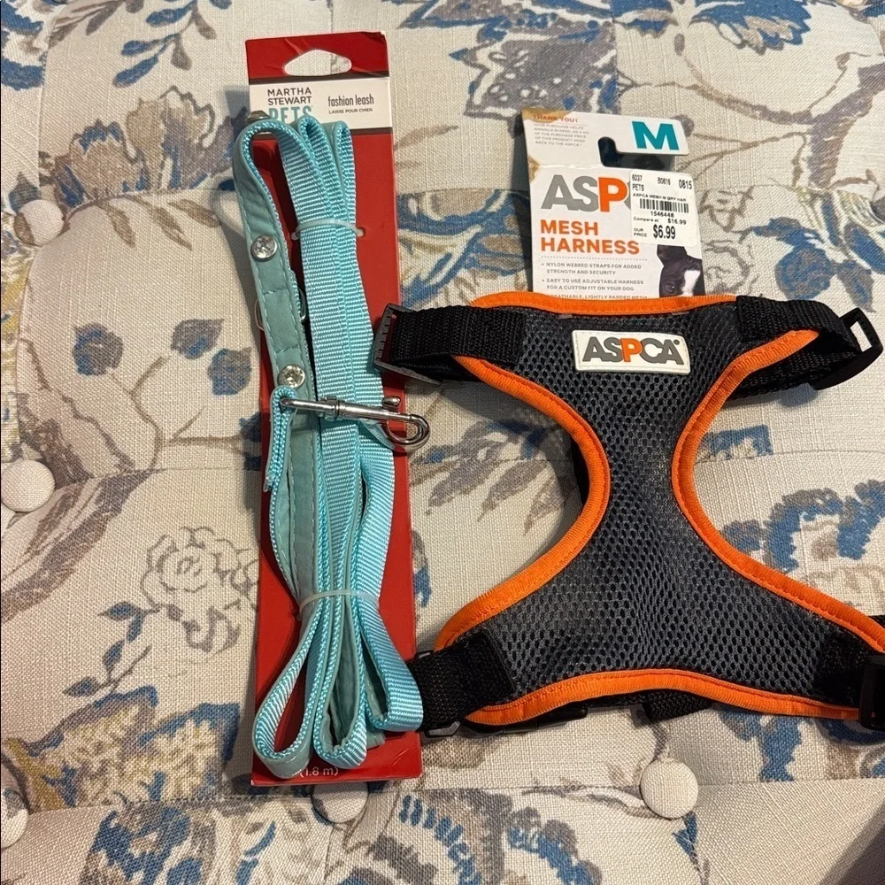 Martha Stewart Pets Fashion Leash 6FT Baby Blue Velvet Rhinestone